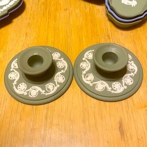 Wedgwood candlesticks green